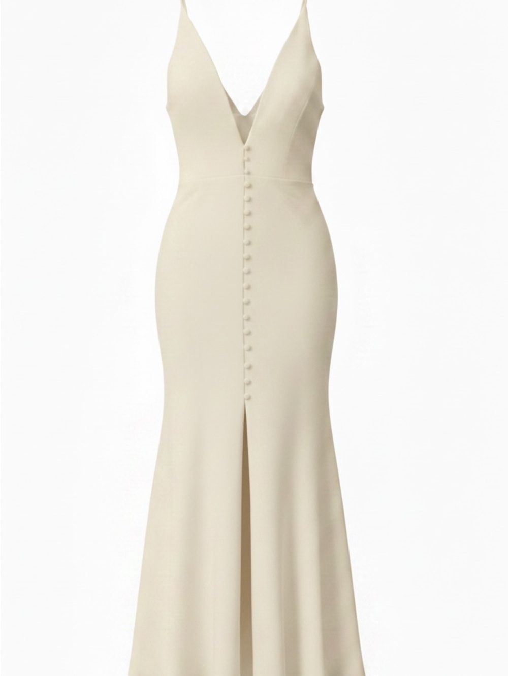 Alexandra Grecco Ivory V-Neck Bridal Gown Button Front 20's inspired Silhouette